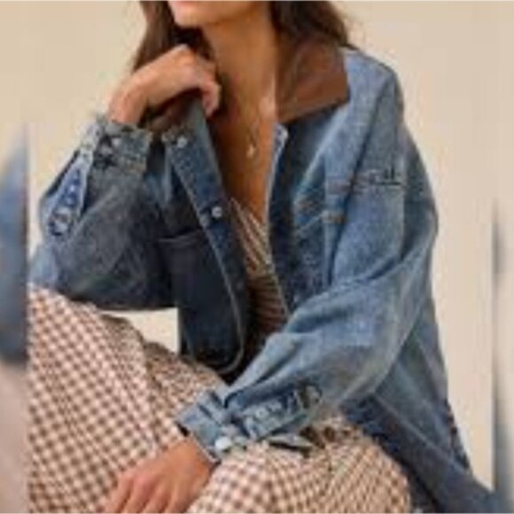 Altar'd State Laura Denim Corduroy Collar Barn Jacket - Picture 2 of 7